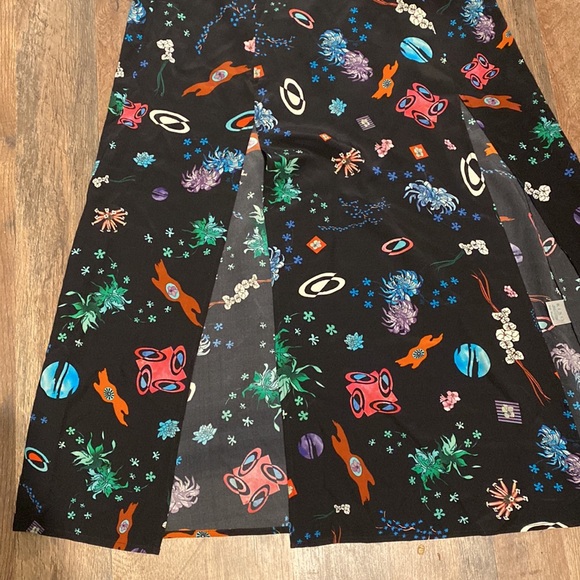 Rixo London Thaila Space Silk Midi Skirt with Thigh Slit Size M Margo Robbie - Picture 5 of 13